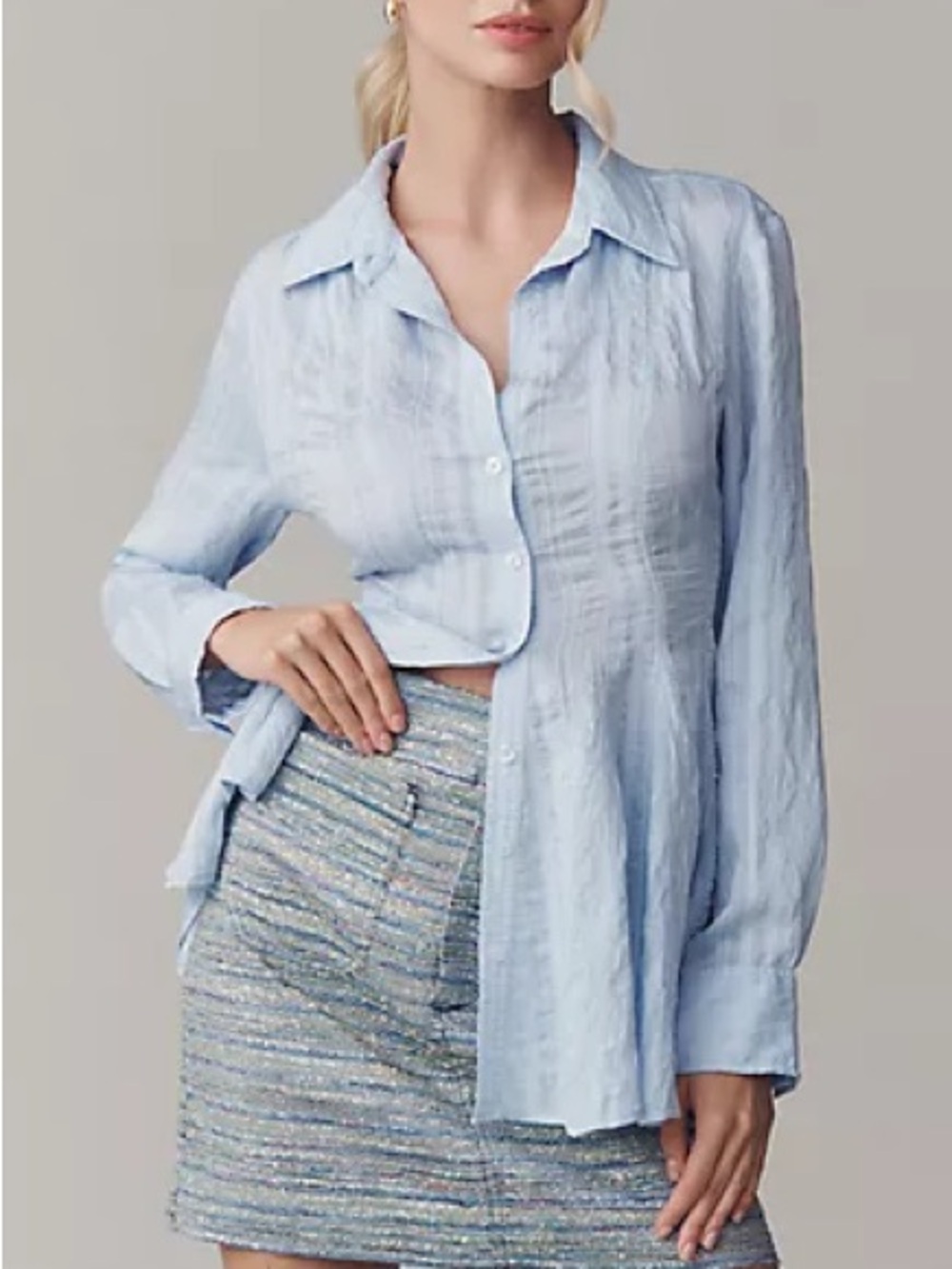 ANTHROPOLOGIE X MAEVE Waisted Button Down Top, Size S